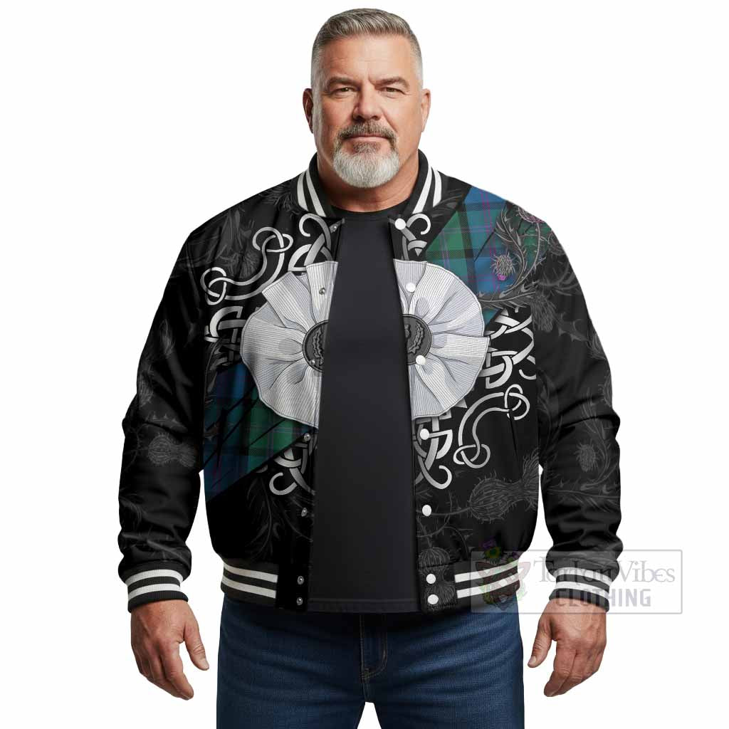 MacThomas (McThomas) Tartan Baseball Jacket Jacobite White Rose - Tartan Vibes Clothing