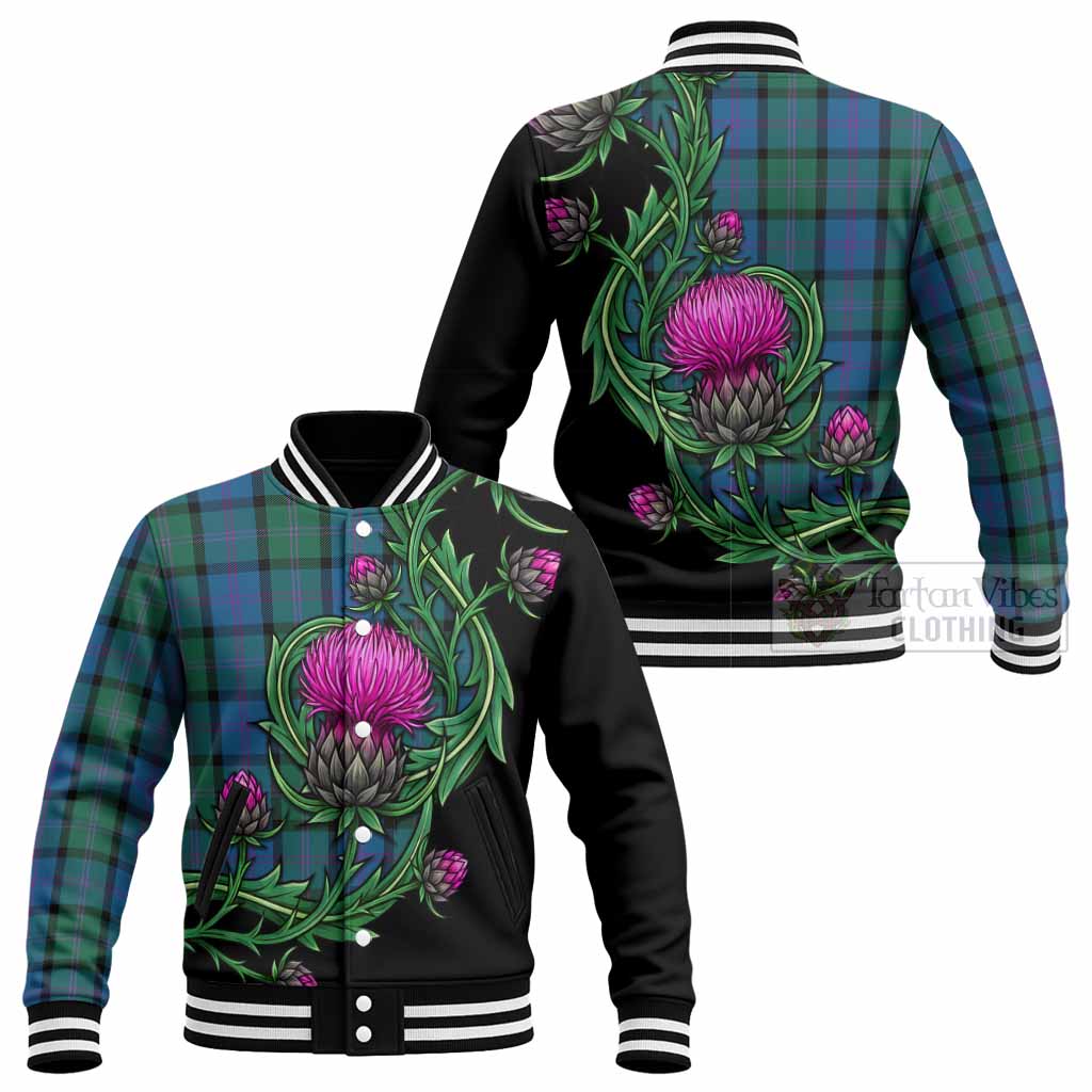 MacThomas (McThomas) Tartan Baseball Jacket Resilient Scottish Thistle - Tartan Vibes Clothing
