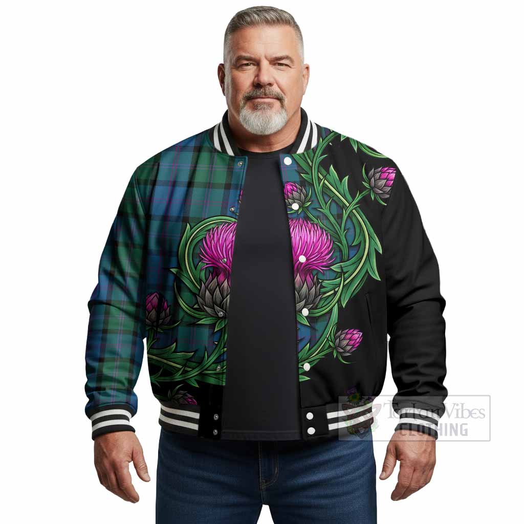 MacThomas (McThomas) Tartan Baseball Jacket Resilient Scottish Thistle - Tartan Vibes Clothing