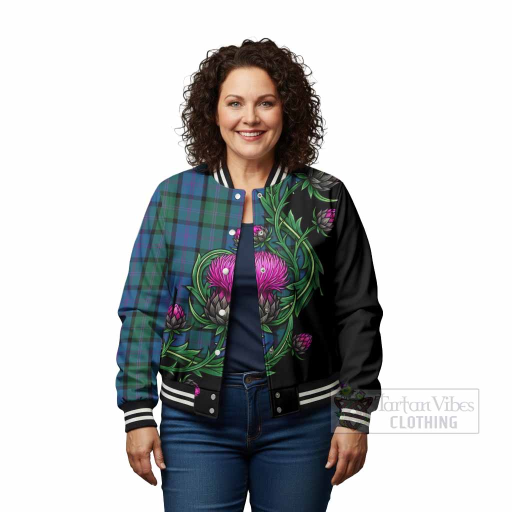 MacThomas (McThomas) Tartan Baseball Jacket Resilient Scottish Thistle - Tartan Vibes Clothing