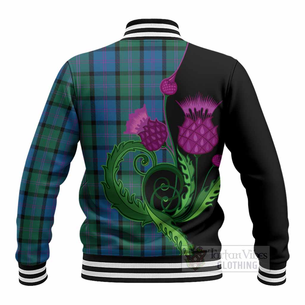 MacThomas (McThomas) Tartan Baseball Jacket Traditional Scottish Thistle - Tartan Vibes Clothing