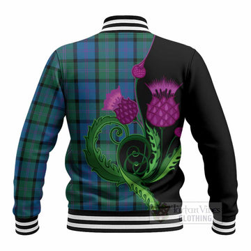 MacThomas (McThomas) Tartan Baseball Jacket Traditional Scottish Thistle - Tartan Vibes Clothing