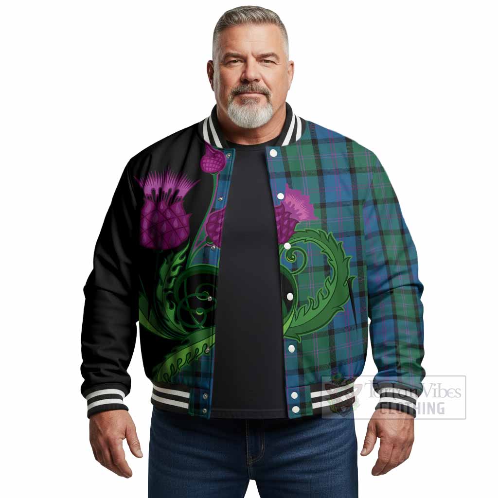 MacThomas (McThomas) Tartan Baseball Jacket Traditional Scottish Thistle - Tartan Vibes Clothing