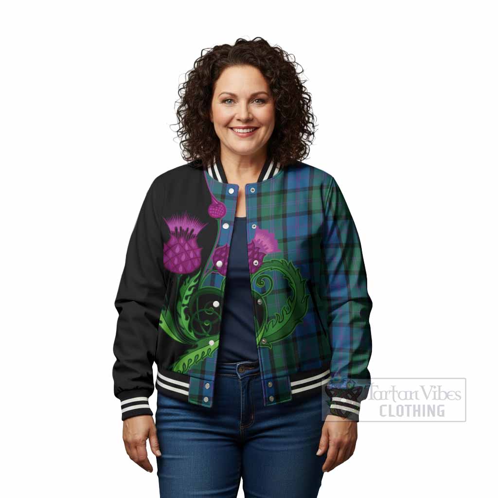 MacThomas (McThomas) Tartan Baseball Jacket Traditional Scottish Thistle - Tartan Vibes Clothing