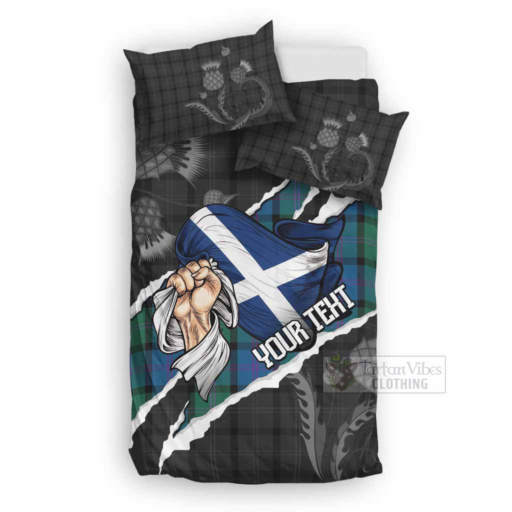 MacThomas (McThomas) Tartan Bedding Set Hands with Scotland National Flags