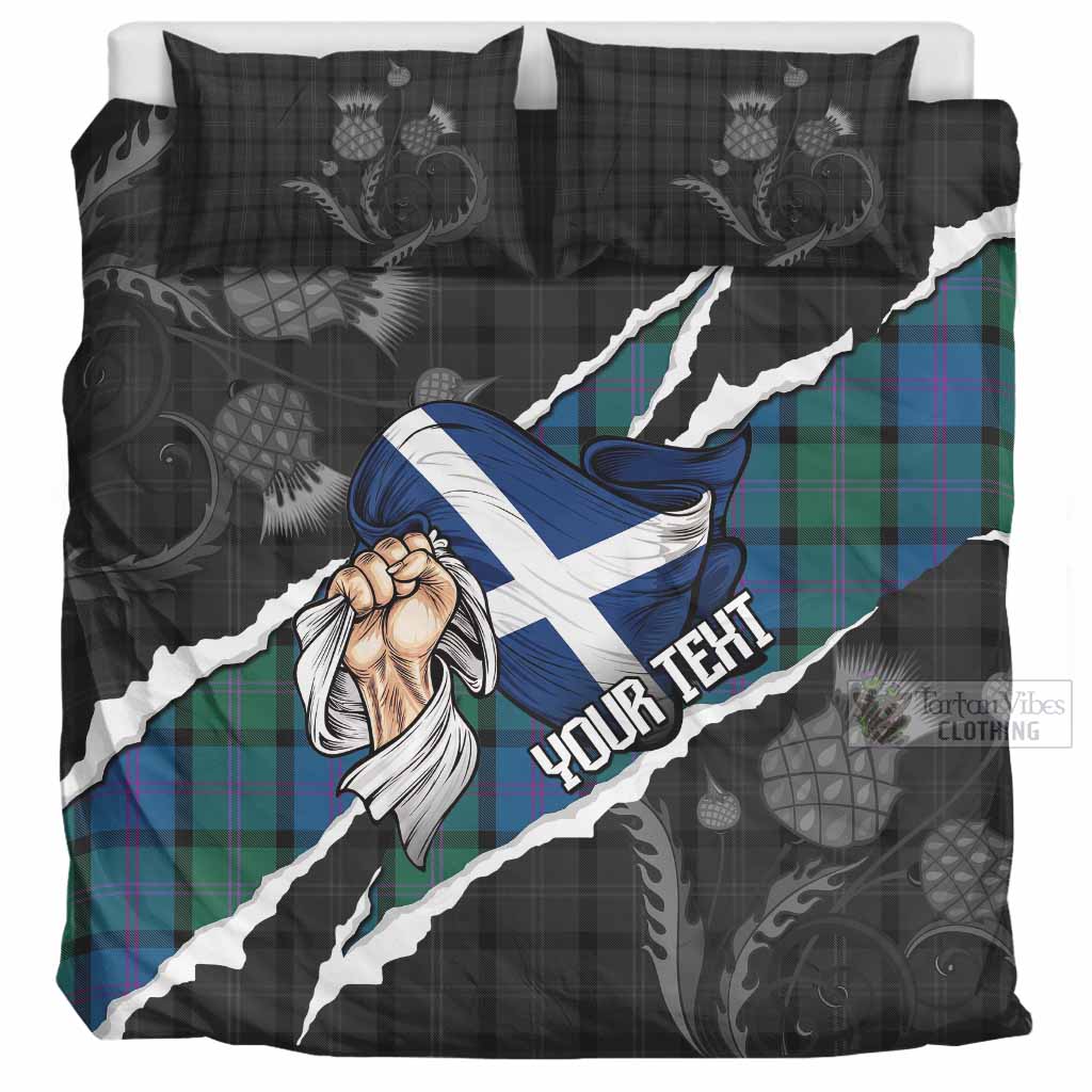 MacThomas (McThomas) Tartan Bedding Set Hands with Scotland National Flags