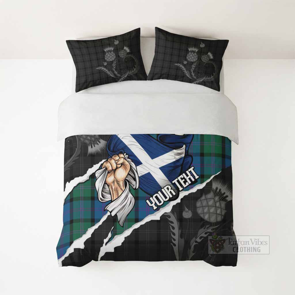 MacThomas (McThomas) Tartan Bedding Set Hands with Scotland National Flags