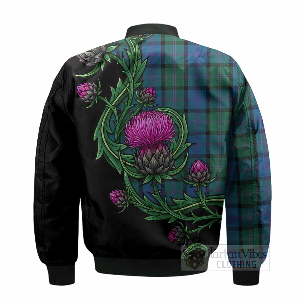 MacThomas (McThomas) Tartan Bomber Jacket Resilient Scottish Thistle - Tartan Vibes Clothing