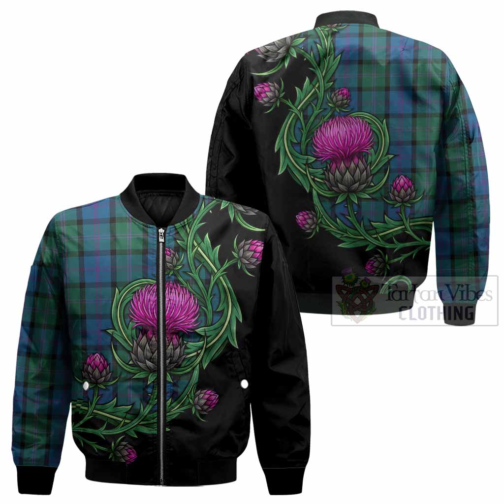 MacThomas (McThomas) Tartan Bomber Jacket Resilient Scottish Thistle - Tartan Vibes Clothing