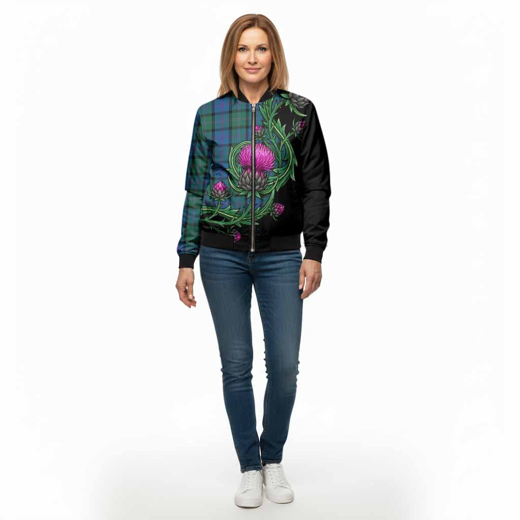 MacThomas (McThomas) Tartan Bomber Jacket Resilient Scottish Thistle - Tartan Vibes Clothing