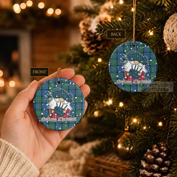 MacThomas (McThomas) Tartan Ceramic Circle Ornament Gnome Bagpiper - Chistmas Tree Decor - Tartan Vibes Clothing