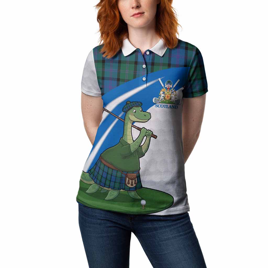 MacThomas (McThomas) Tartan Crest Golf Nessie Women Polo Shirt Loch Ness Monster Sporty Style