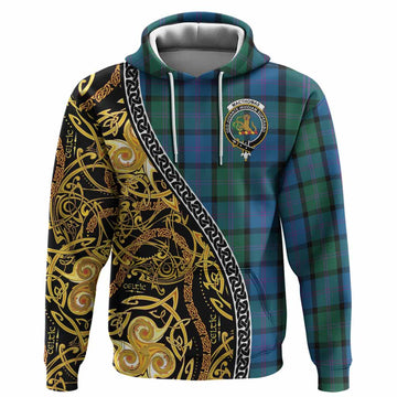 MacThomas (McThomas) Tartan Crest Hoodie Celtic Knot and Triple Trickle Spiral Symbols