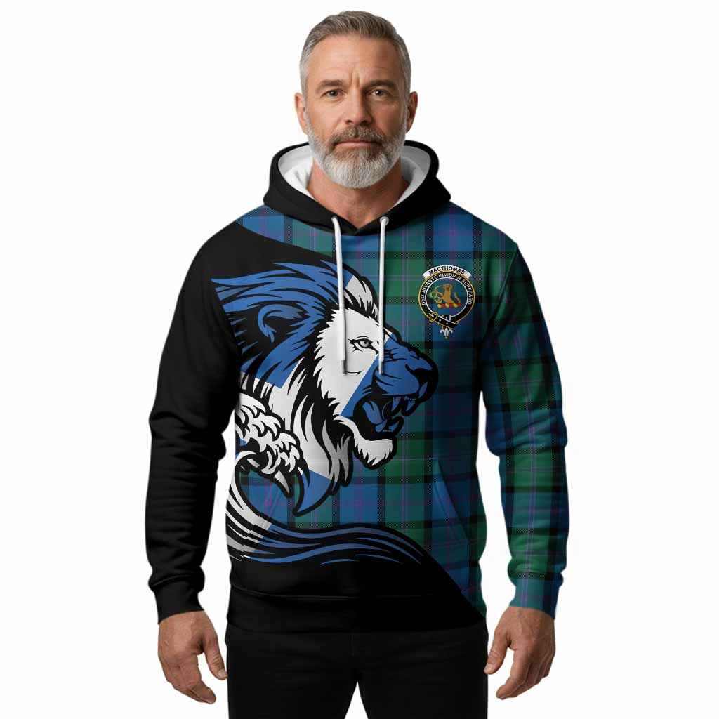 MacThomas (McThomas) Tartan Crest Hoodie Scottish Golden Lions Wave Flow