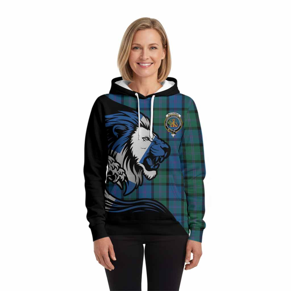 MacThomas (McThomas) Tartan Crest Hoodie Scottish Golden Lions Wave Flow