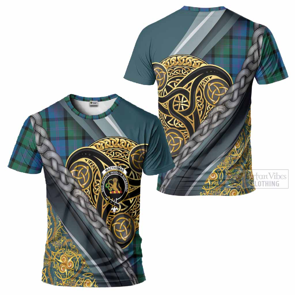 MacThomas (McThomas) Tartan Crest T-Shirt Scottish Triskele Celtic