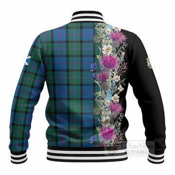 MacThomas (McThomas) Tartan Crest Thistle Floral Baseball Jacket - Tartan Vibes Clothing