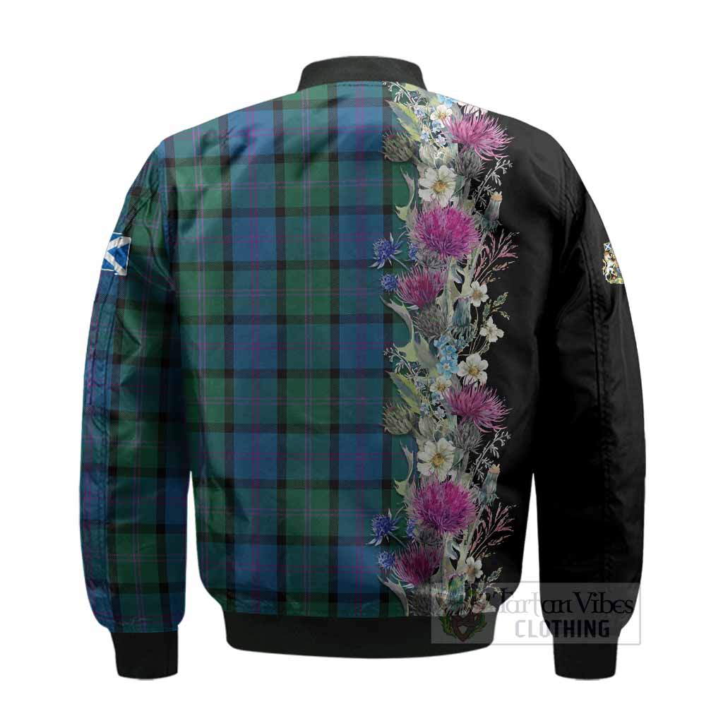 MacThomas (McThomas) Tartan Crest Thistle Floral Bomber Jacket - Tartan Vibes Clothing