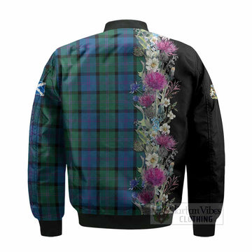 MacThomas (McThomas) Tartan Crest Thistle Floral Bomber Jacket - Tartan Vibes Clothing