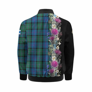 MacThomas (McThomas) Tartan Crest Thistle Floral Kid Bomber Jacket Kid - Tartan Vibes Clothing