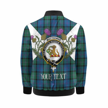 MacThomas (McThomas) Tartan Family Crest Kid Bomber Jacket Scottish Burns Night Thistle Floral