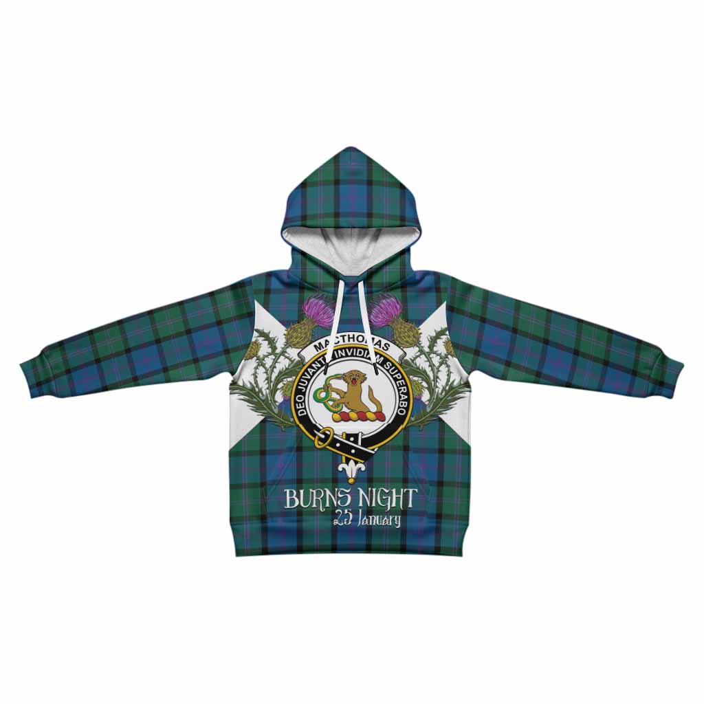 MacThomas (McThomas) Tartan Family Crest Kid Hoodie Scottish Burns Night Thistle Floral