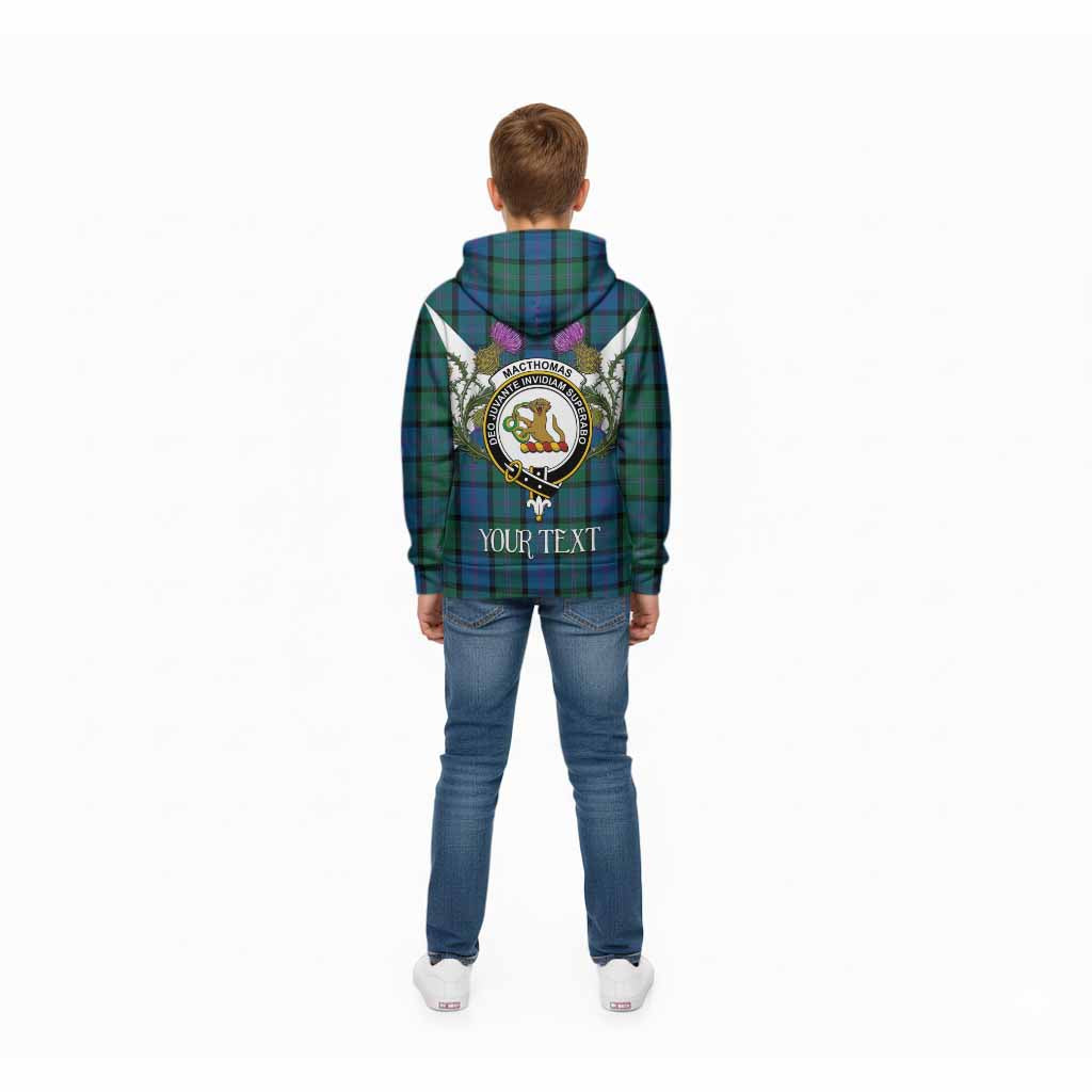 MacThomas (McThomas) Tartan Family Crest Kid Hoodie Scottish Burns Night Thistle Floral