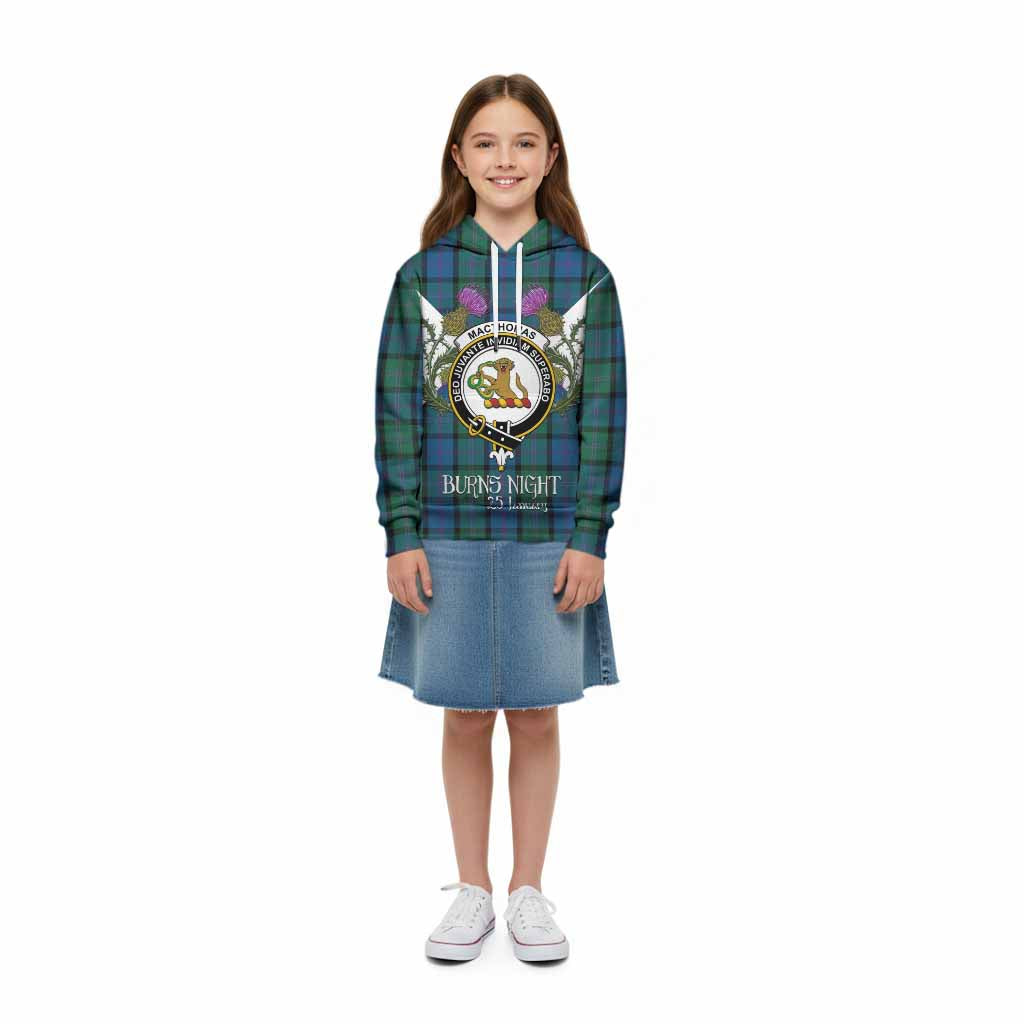 MacThomas (McThomas) Tartan Family Crest Kid Hoodie Scottish Burns Night Thistle Floral