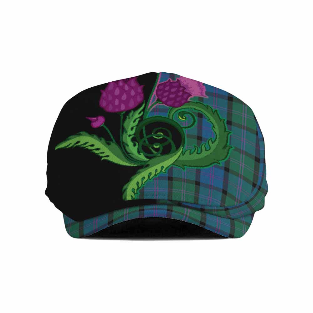 MacThomas (McThomas) Tartan Flat Cap, Jeff Cap Traditional Scottish Thistle