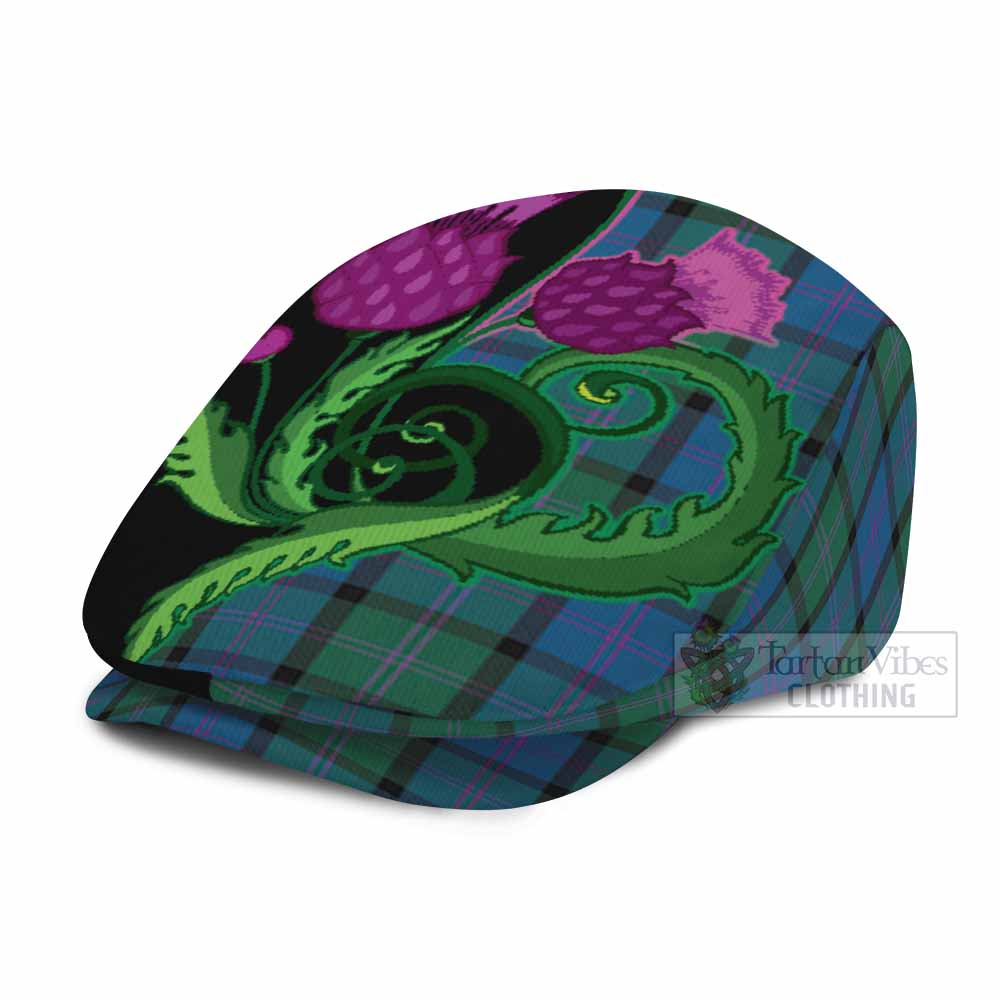 MacThomas (McThomas) Tartan Flat Cap, Jeff Cap Traditional Scottish Thistle