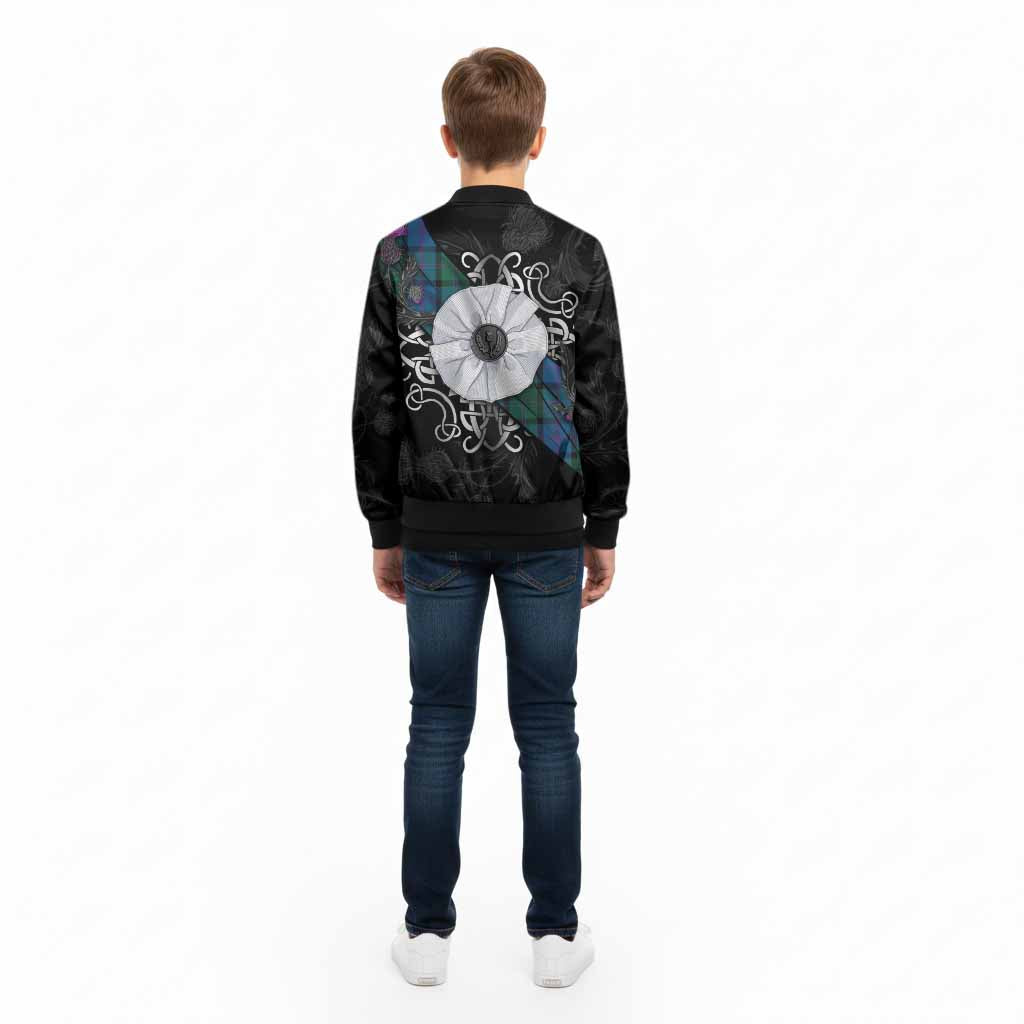 MacThomas (McThomas) Tartan Kid Bomber Jacket Jacobite White Rose - Tartan Vibes Clothing
