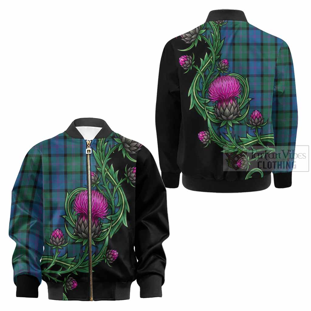 MacThomas (McThomas) Tartan Kid Bomber Jacket Resilient Scottish Thistle - Tartan Vibes Clothing