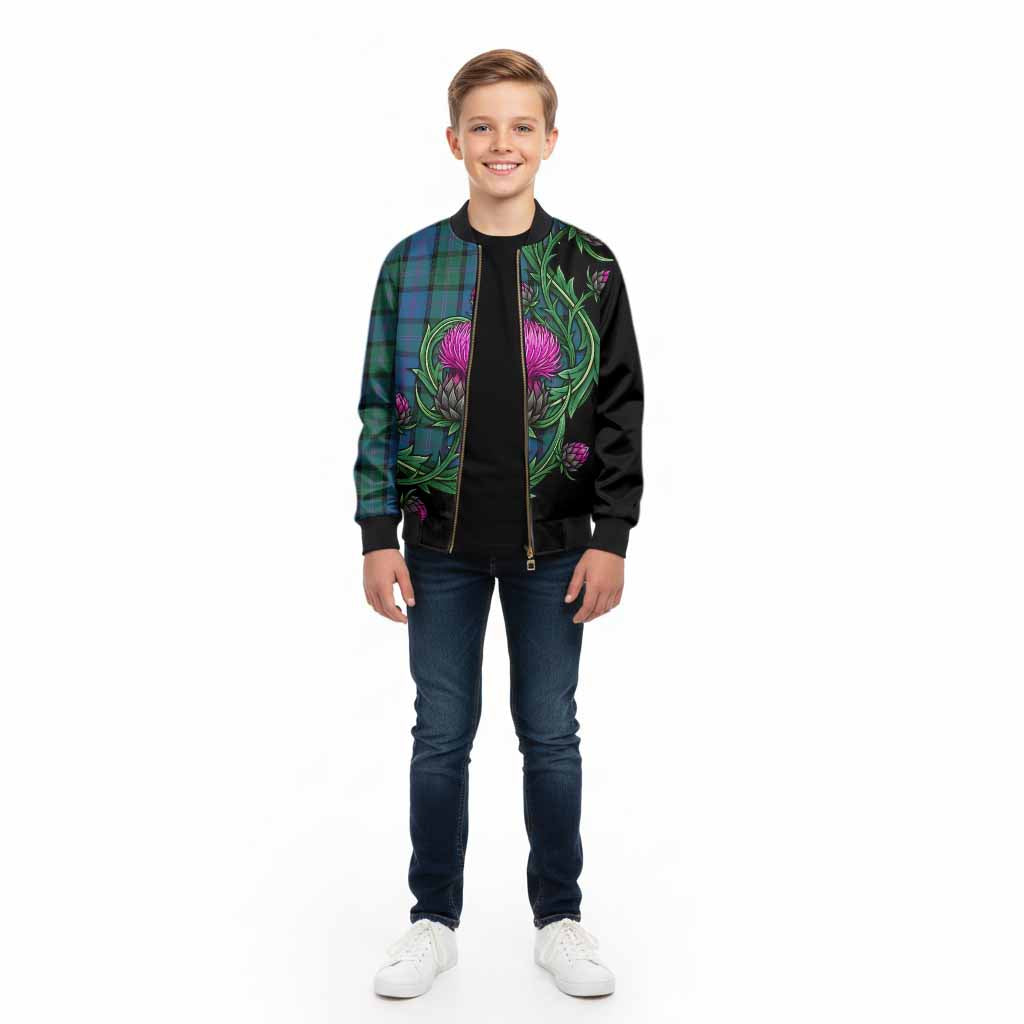 MacThomas (McThomas) Tartan Kid Bomber Jacket Resilient Scottish Thistle - Tartan Vibes Clothing