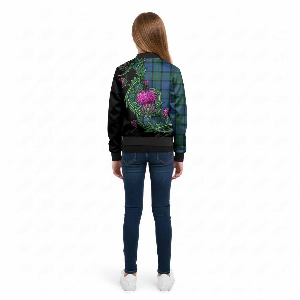 MacThomas (McThomas) Tartan Kid Bomber Jacket Resilient Scottish Thistle - Tartan Vibes Clothing