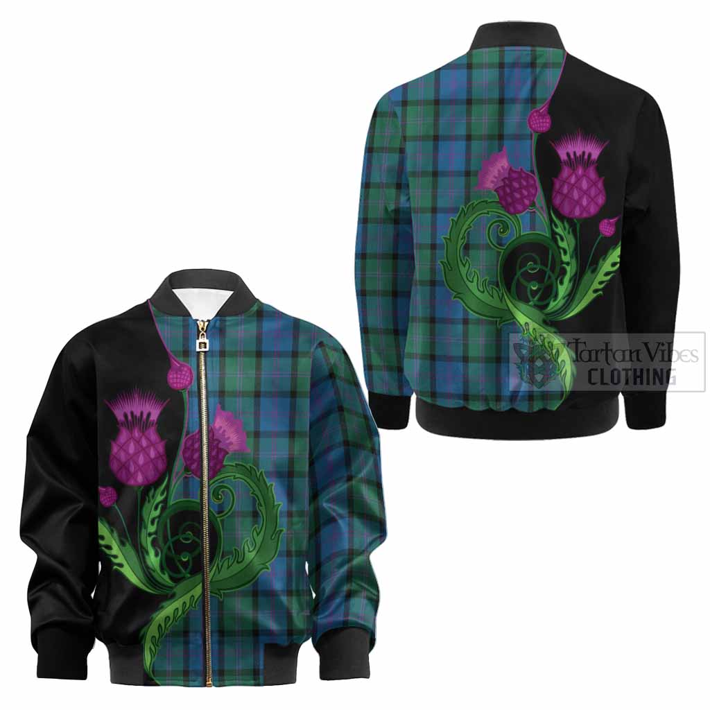 MacThomas (McThomas) Tartan Kid Bomber Jacket Traditional Scottish Thistle - Tartan Vibes Clothing