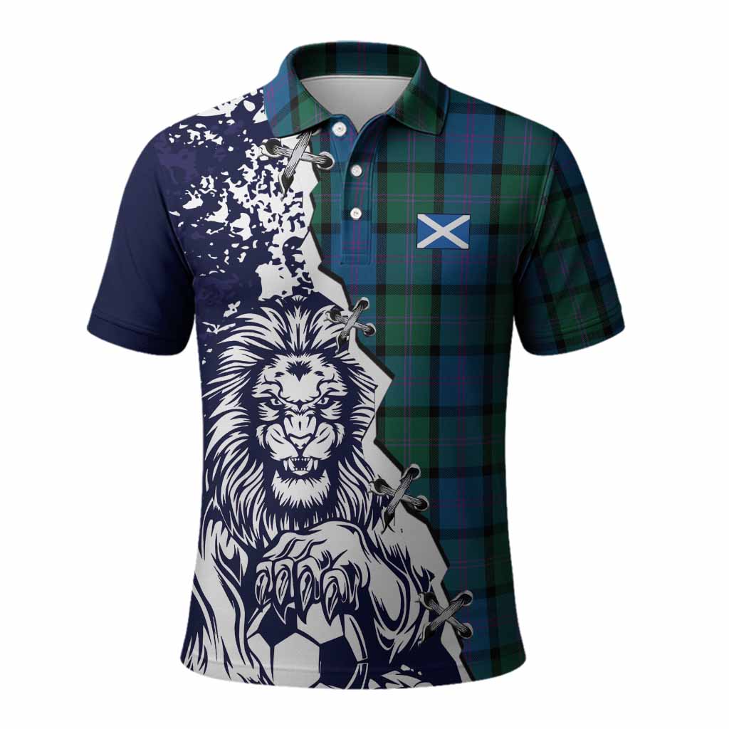 MacThomas (McThomas) Tartan Scottish Polo Shirt Angry Lion With Soccer Ball Style