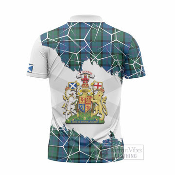 MacThomas (McThomas) Tartan Zipper Polo Shirt with Family Crest and Lion Rampant Grunge Style