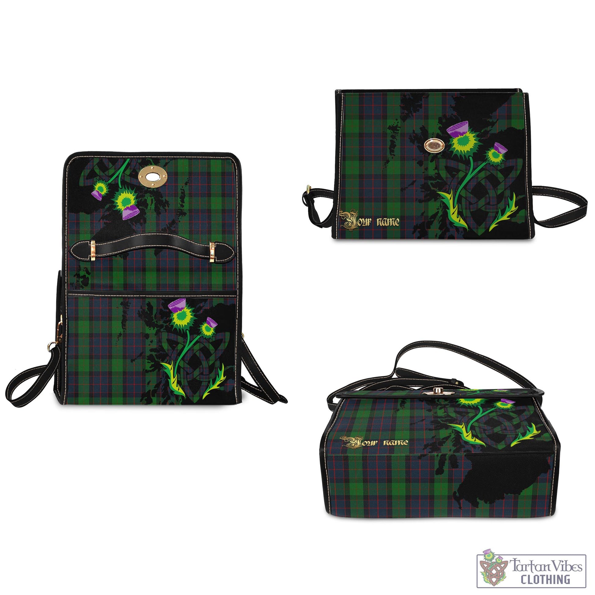Tartan Vibes Clothing MacWilliam Tartan Waterproof Canvas Bag with Scotland Map and Thistle Celtic Accents