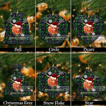 MacWilliam (McWilliam) Tartan Christmas Ceramic Ornaments with Twinkle Highland Cattle Ceramic - Tartan Vibes Clothing