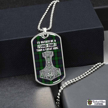 Tartan Vibes Clothing MacWilliam (McWilliam) Tartan Dog Tag Necklace Viking Mjolnir Style