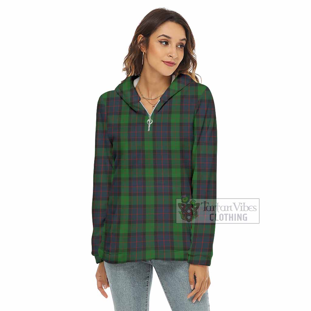 Tartan Vibes Clothing MacWilliam (McWilliam) Tartan Women's Borg  Half Zip Fleece Hoodie