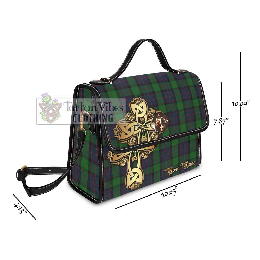 Tartan Vibes Clothing MacWilliam (McWilliam) Tartan Waterproof Canvas Bag Golden Thistle Celtic Cross Style