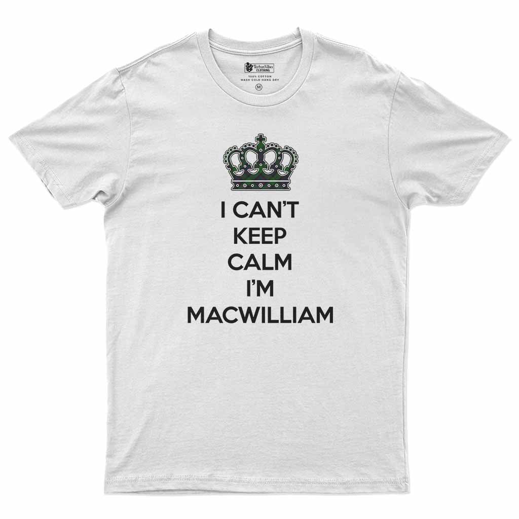 MacWilliam (McWilliam) Can't Keep Calm Men's T-Shirt White - Tartan Vibes Clothing
