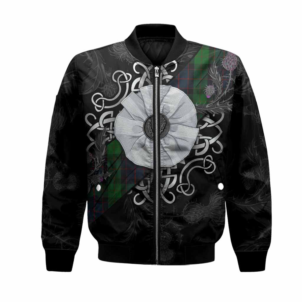 MacWilliam (McWilliam) Tartan Bomber Jacket Jacobite White Rose Unisex Black - Tartan Vibes Clothing