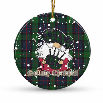 MacWilliam (McWilliam) Tartan Ceramic Circle Ornament Gnome Bagpiper - Chistmas Tree Decor 1 Piece - Tartan Vibes Clothing