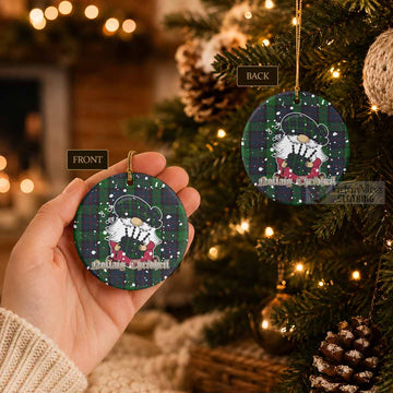 MacWilliam (McWilliam) Tartan Ceramic Circle Ornament Gnome Bagpiper - Chistmas Tree Decor - Tartan Vibes Clothing