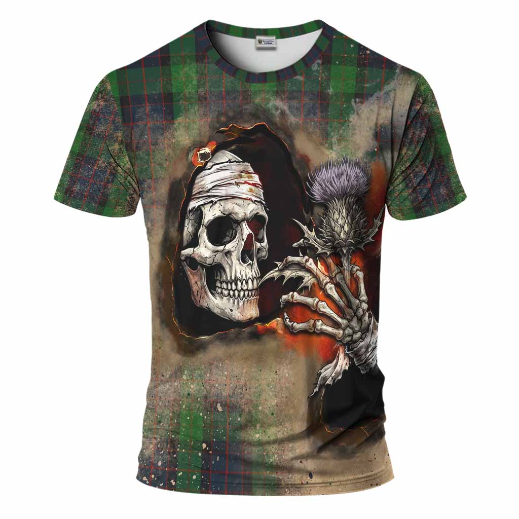 MacWilliam (McWilliam) Tartan T-Shirt Halloween Skeleton With Thistle Burning Effect