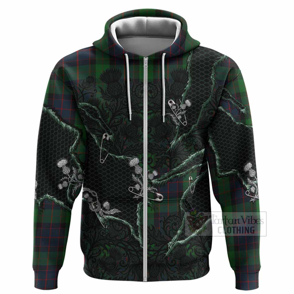 MacWilliam (McWilliam) Tartan Thistle Dark Gothic Hoodie Zip Hoodie - Tartan Vibes Clothing