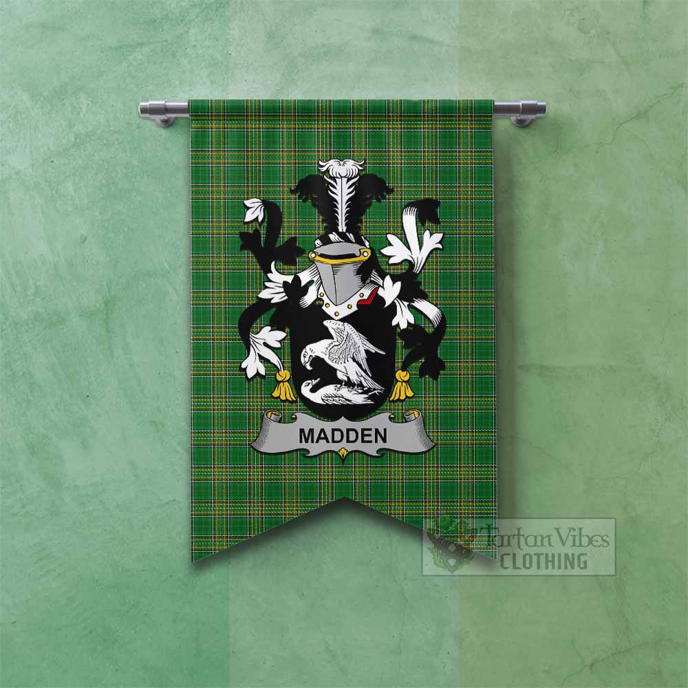 Tartan Vibes Clothing Madden Irish Clan Tartan Gonfalon, Tartan Banner with Coat of Arms