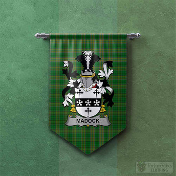 Madock Irish Clan Tartan Gonfalon, Tartan Banner with Coat of Arms